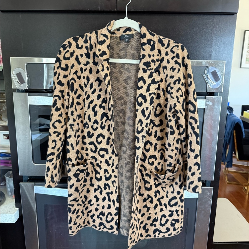 J. Crew Leopard Print Blazer Sweater Coat